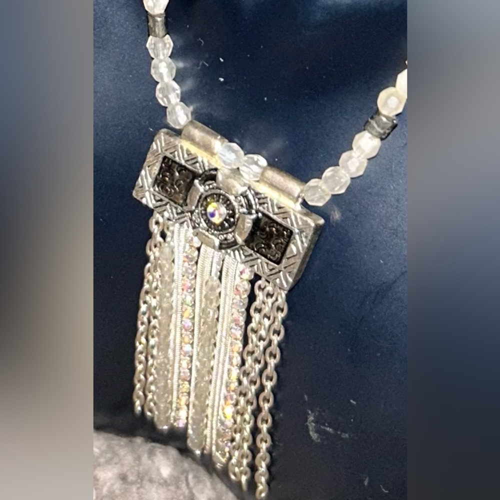 Macy's Silver and Black Beaded Necklace